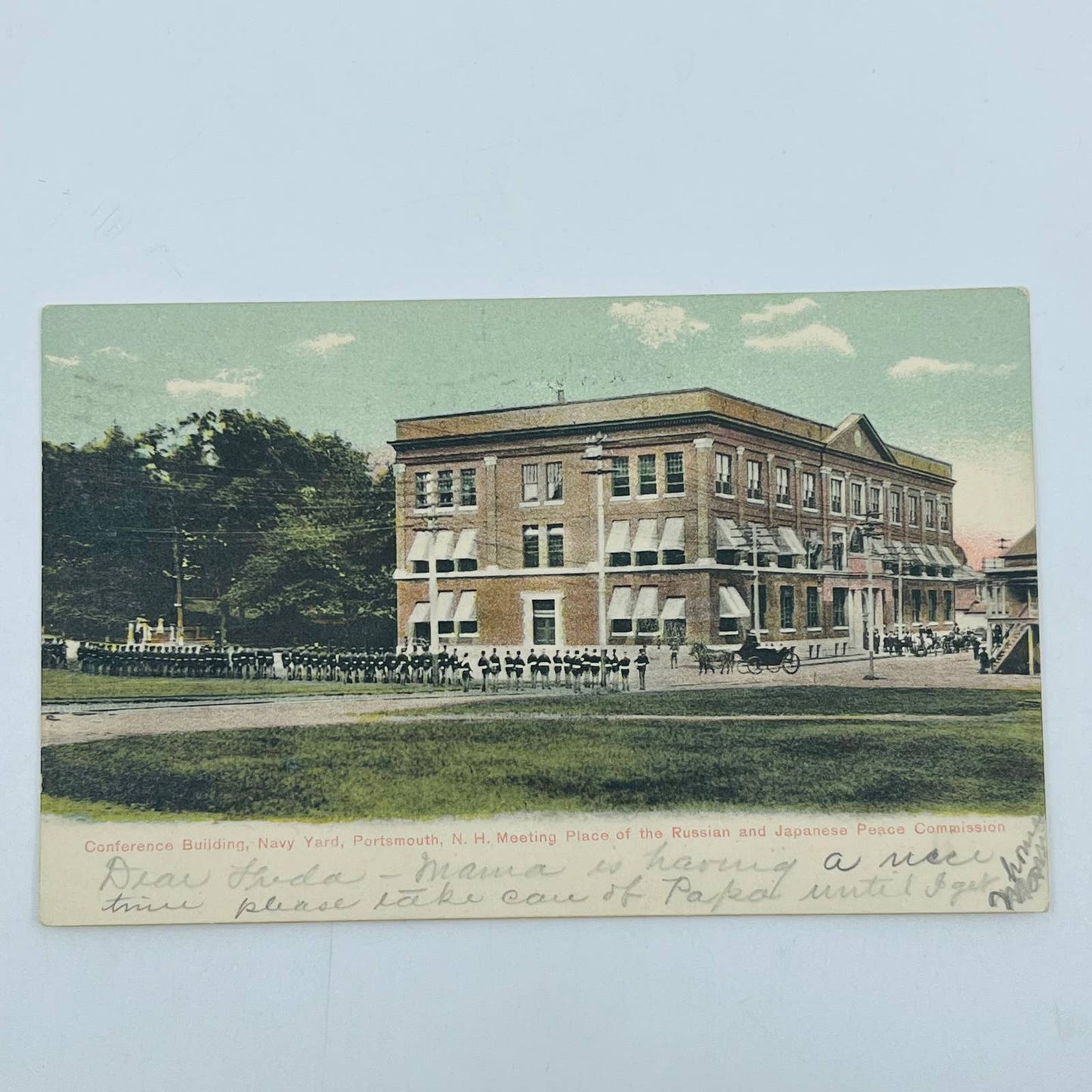 c1918 Postcard WWI Navy Yard Portsmouth NH Russia Japan Peace Commission PA9