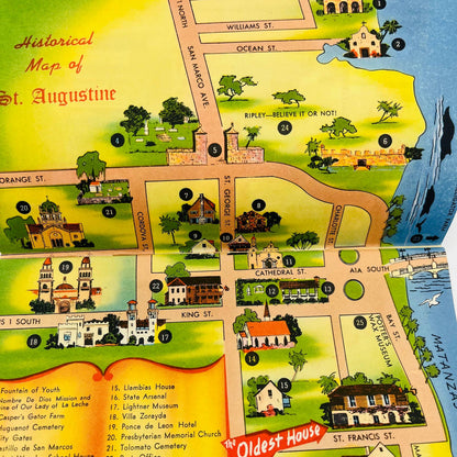 1960s Guide Book and Map of St. Augustine Florida 14 Pages Many Pictures EA2