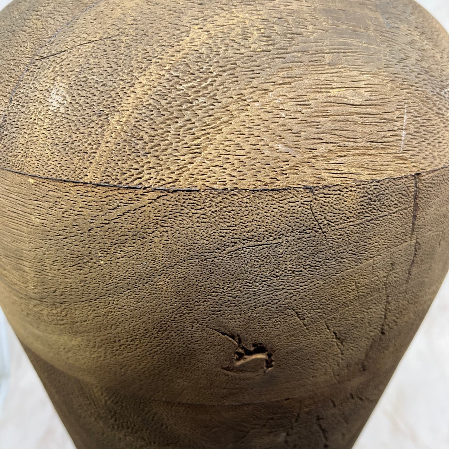 Large 18" Handmade Solid Wood Urn Vase With Finial Cap