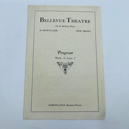 1920s Bellevue Theatre Program Montclair New Jersey Edmond Lysle D6