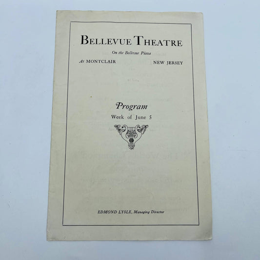 1920s Bellevue Theatre Program Montclair New Jersey Edmond Lysle D6