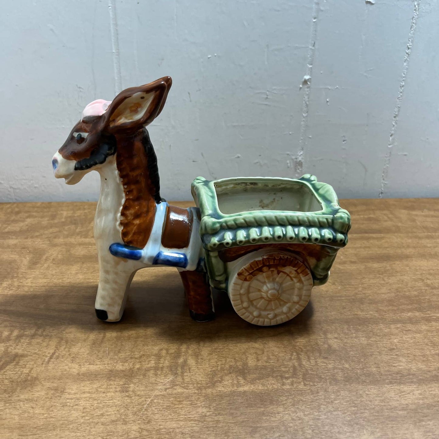 Vintage 1950s Ceramic Hand Painted Donkey Burrow Planter 8x7” Occupied Japan TA1
