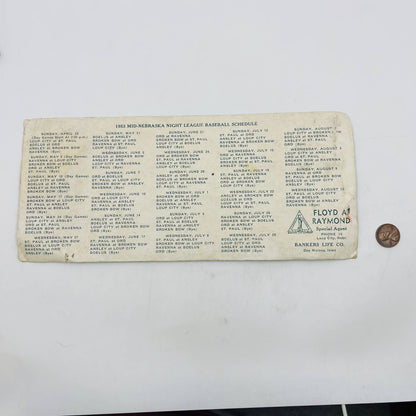 1953 Blotter Card Mid-Nebraska Night League Basketball Schedule LOUP CITY C11