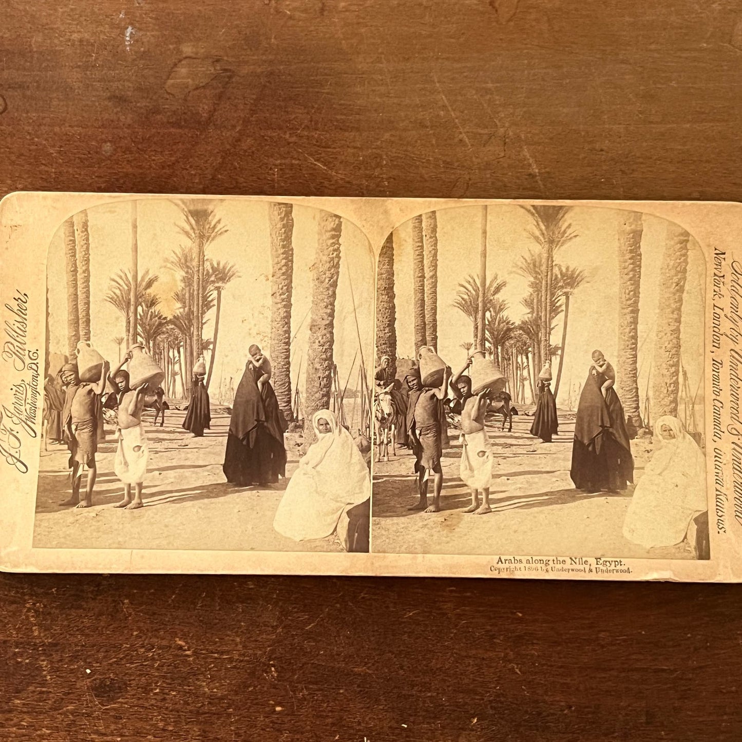 Arabs Along the Nile, Egypt 1896 Antique Stereoview Card TJ9-V4