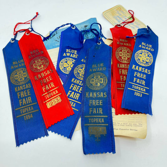 1950s Lot of Prize Ribbons Kansas Free Fair 4-H Fair Topeka Kansas TA3-3