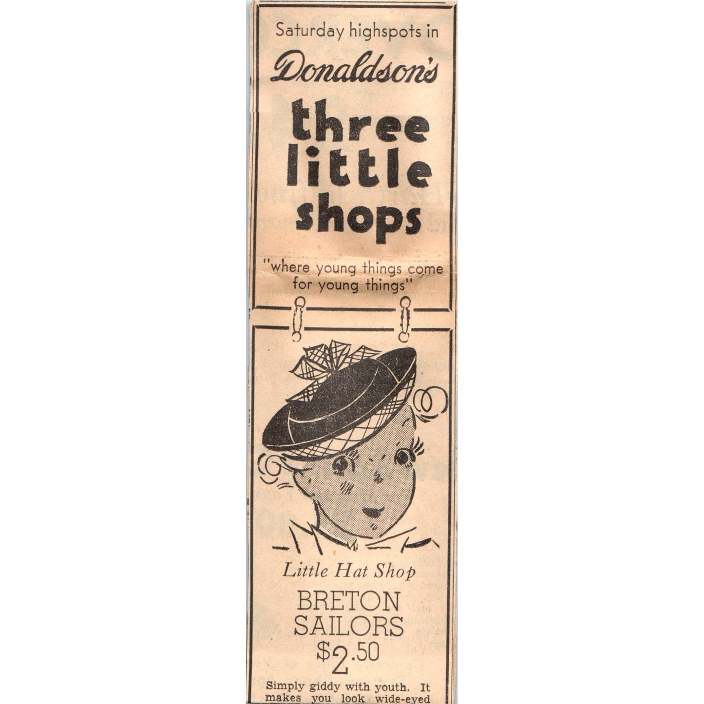 1935 Minneapolis Journal Newspaper Ad Donaldson's Three Little Shops FL5-4