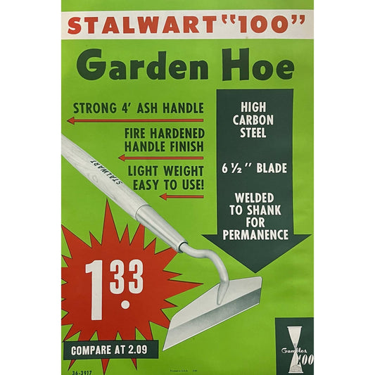 1960 Stalwart Garden Hoe Gambles Retail Store Display Advertising Poster 13.5x20