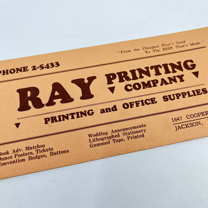 1930s Blotter Card Ray Printing Company Jackson MI SC9