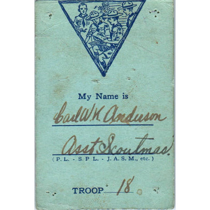 1940s Boy Scout Assistant Scoutmaster Card Carl W.K. Anderson Milwaukee WI SE5