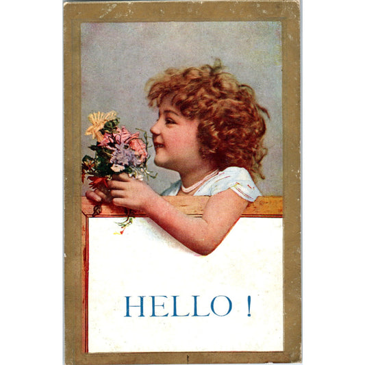 Victorian Girl Greeting 1909 Original Postcard P3-3