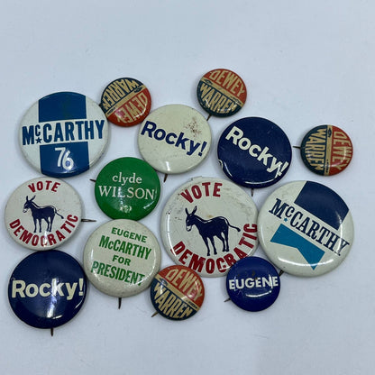 Lot of 14 Vintage Political Campaign Celluloid Pinback Buttons SE1