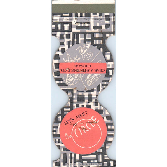 The Circle Chas Stephens & Co Chicago Die Cut Advertising Matchbook Cover SA6-M3