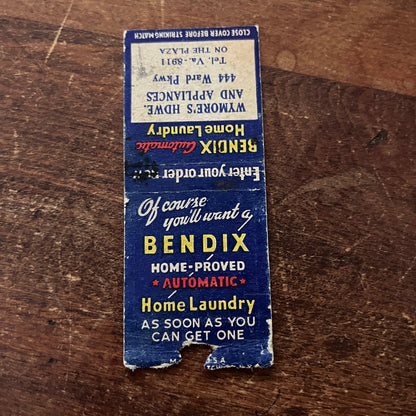 Bendix Wymore's Hardware Kansas City Mo Advertising Matchbook Cover SB3-M6