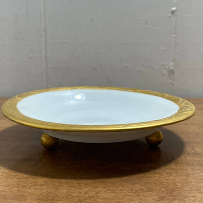 Vintage Porcelain Royal Bavaria Tray Gold Tone Footed A. Young 7” TA5