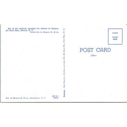 Fire Station at Sampson Air Force Base Geneva NY - Original Postcard TJ7-RP1