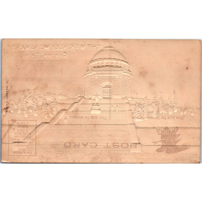 Antique Postcard Airbrushed, Embossed - The McKinley Monument Canton Ohio TD9