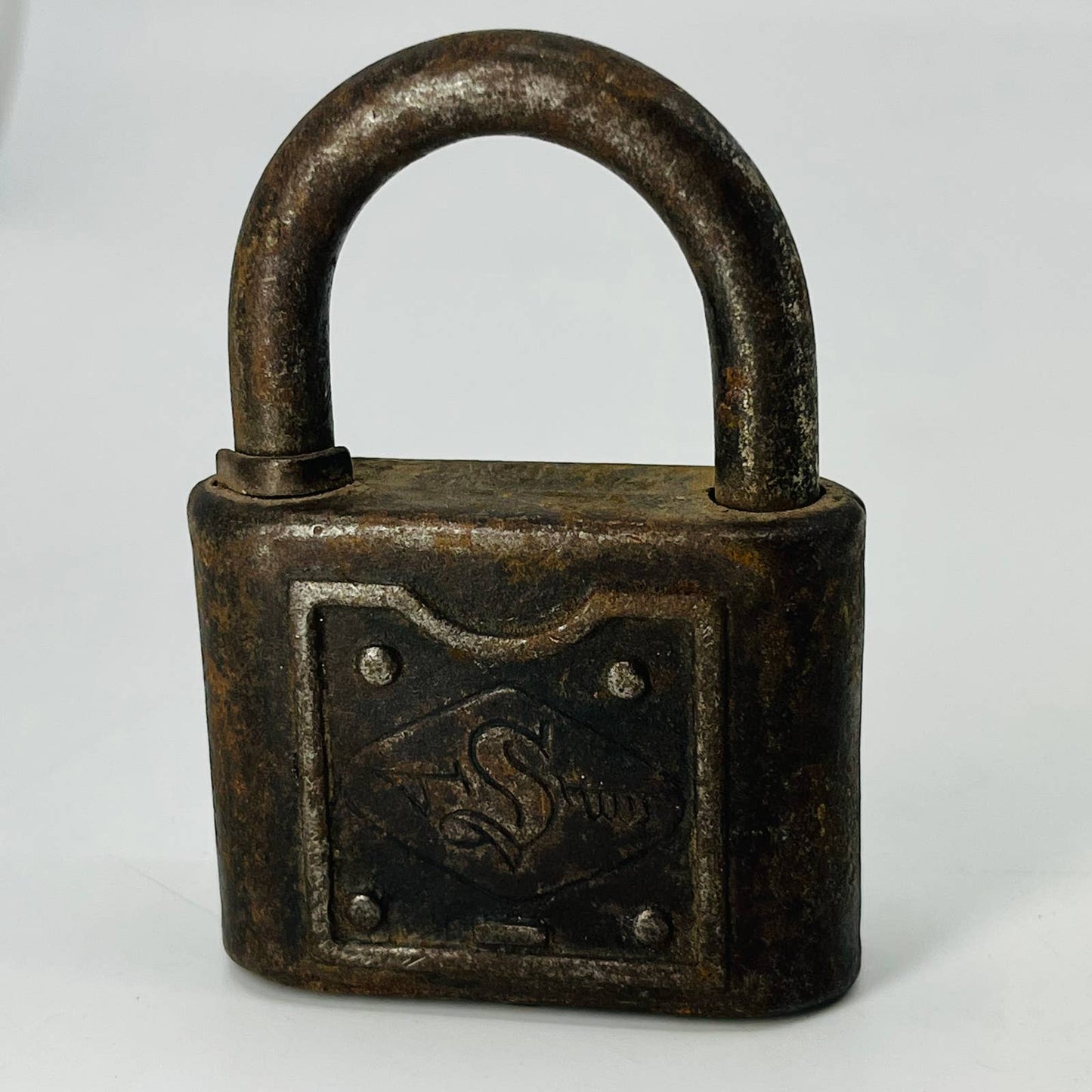 Antique Brass Slaymaker Ornate S Logo Padlock Lock No Key SA8