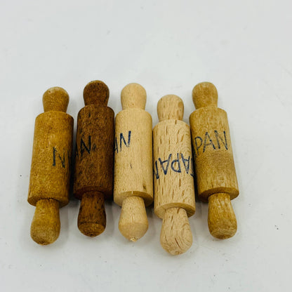 Lot of 5 Miniature Vintage Wooden Rolling Pins for Crafts 1.5” Japan SA9