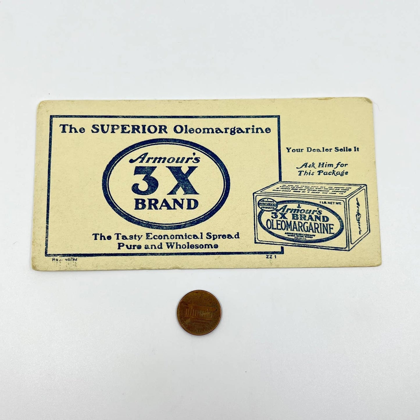 1930s Advertising Blotter ARMOUR'S 3X BRAND OLEOMARGARINE SC6