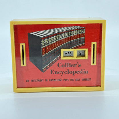 Vintage Coin Bank Collier’s Encyclopedia Calendar Bank No Key TE3