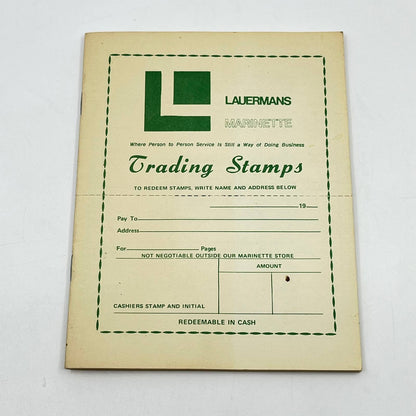 1960s Lauermans Store Trading Stamps Value Coupon Book Marinette WI TC6