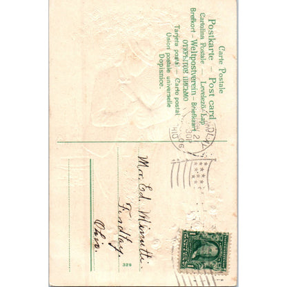 1906 Romantic Roses Courting Couple in Love Original Postcard TK1-P15