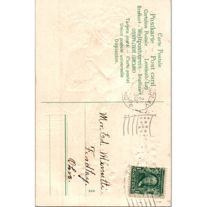 1906 Romantic Roses Courting Couple in Love Original Postcard P2-5