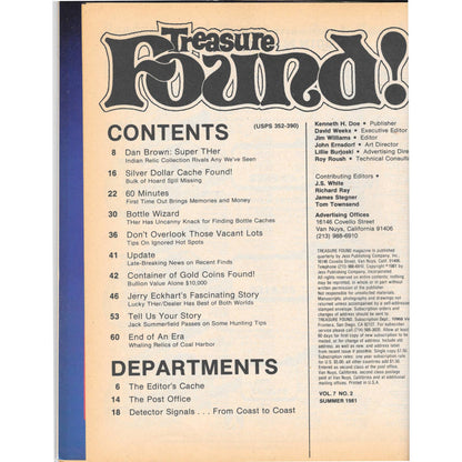Treasure Found Magazine - Treasure Hunting Gold Metal Detecting Summer 1981 M4
