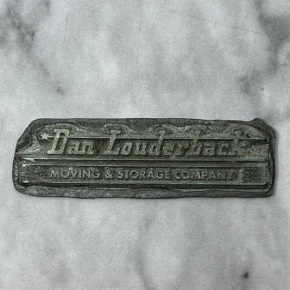 Vtg Letterpress Printers Block Plate Dan Louderback Moving & Storage Co. TJ58