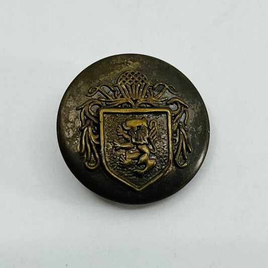 1800s Military Coat of Arms Lion Crown Embossed Button SB5-25