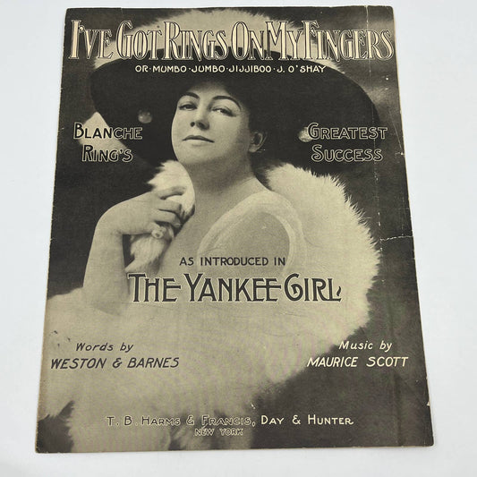 1904 Victorian Sheet Music "I've Got Rings On My Fingers" Yankee Girl FL4