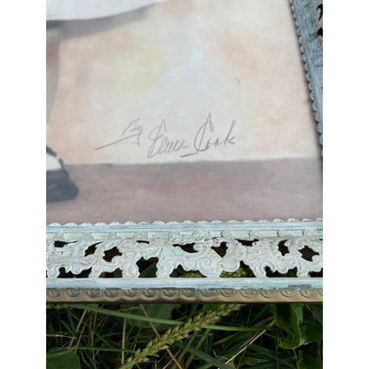 Vintage Framed Original Signed Portrait of Little Girl by Eliva Cook
