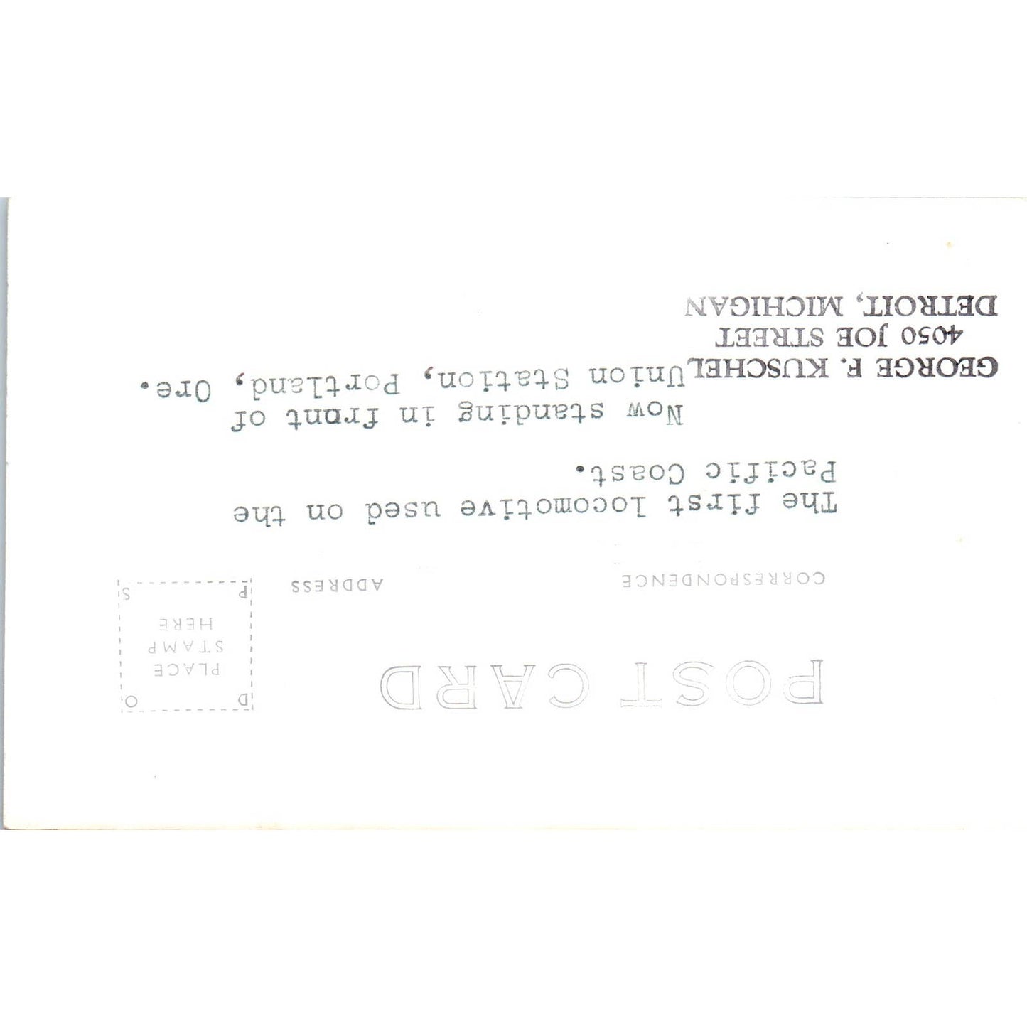 Oregon Pony First Locomotive Used on Pacific Coast Original RPPC Postcard TJ9-P1