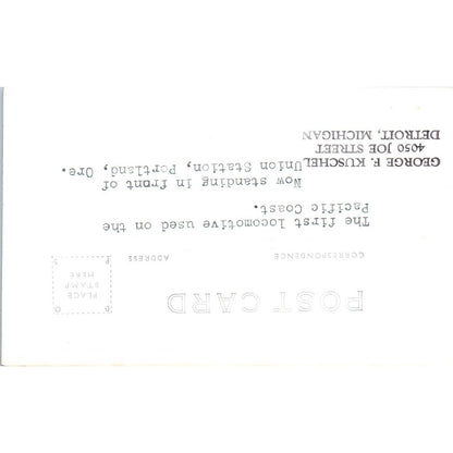 Oregon Pony First Locomotive Used on Pacific Coast Original RPPC Postcard TJ9-P1