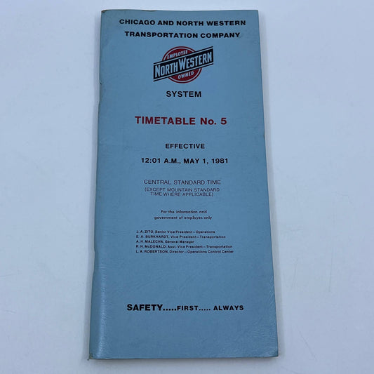 1981 Chicago & Northwestern Railroad Employee Timetable No. 5 TG6