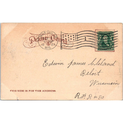 State Institute for the Blind 1907 Janesville Wisconsin Original Postcard TJ9-P3