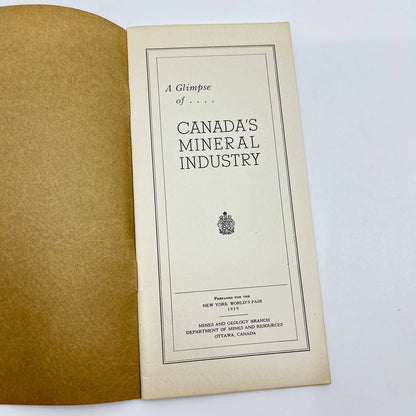 New York World's Fair 1939, A Glimpse of Canada's Mineral Industry Brochure TF6