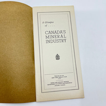 New York World's Fair 1939, A Glimpse of Canada's Mineral Industry Brochure H4-6