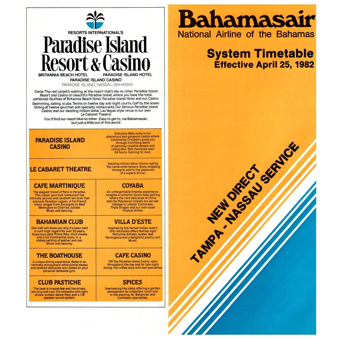 1982 Bahamasair Airline Flight Schedule April 25 Timetable SE4
