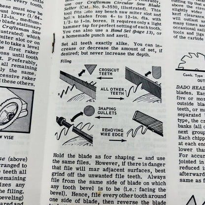 1966 Sears Craftsman How To Sharpen Handbook 200 Illustrations BA2