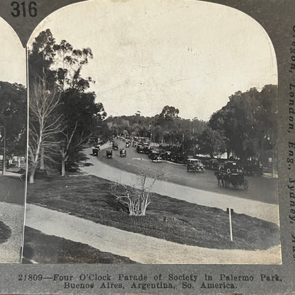 Parade of Society Palermo Park Buenos Aires Argentina Antique Stereoview H2-6