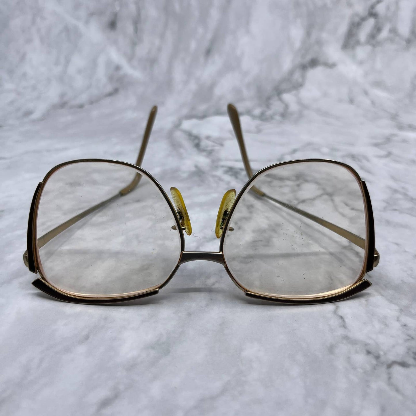 Vintage Deauville Brown Enamel & Gold Tone Oversize Woman’s Eyeglasses 5.25” TD1