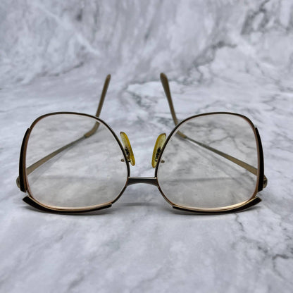 Vintage Deauville Brown Enamel & Gold Tone Oversize Woman’s Eyeglasses 5.25” TD1
