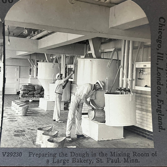 Preparing Dough - Mixing Room St. Paul MN Bakery Antique Stereoview Card H2-2