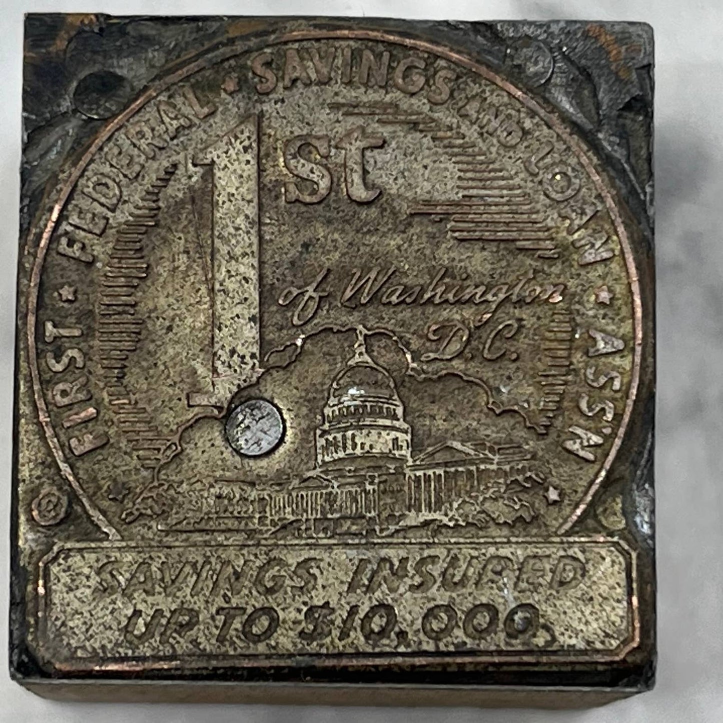 Vintage Printers Block Plate First Federal Savings And Loan Washington DC TJ56