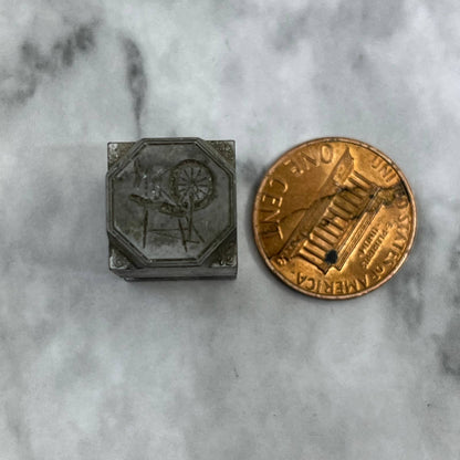 Vintage Printing Letterpress Printers Block Plate Spinning Wheel TJ512