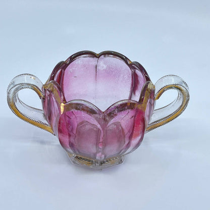 Antique EAPG Northwood Maiden's Blush Floral Spooner Sugar Bowl 3.5 x 7” TE8
