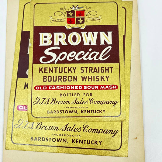 Brown Special Bourbon Whiskey Label Set of 2 JTS Brown Sales Co.  Bardstown KY