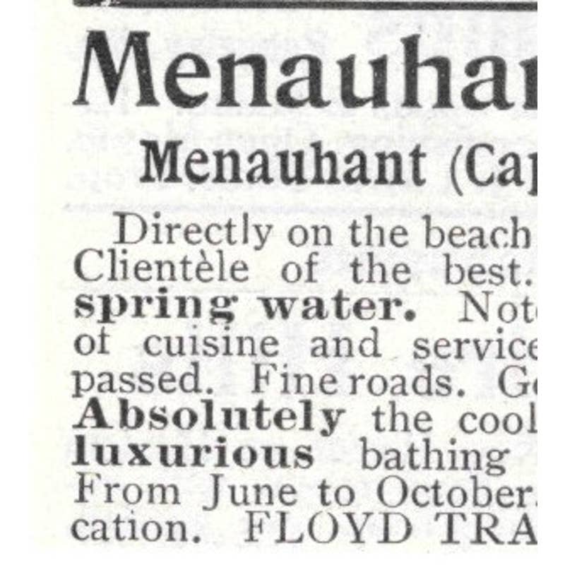 Menauhant Hotel Cape Cod Mass Floyd Travis - 1903 Original Ad TJ8-7-6