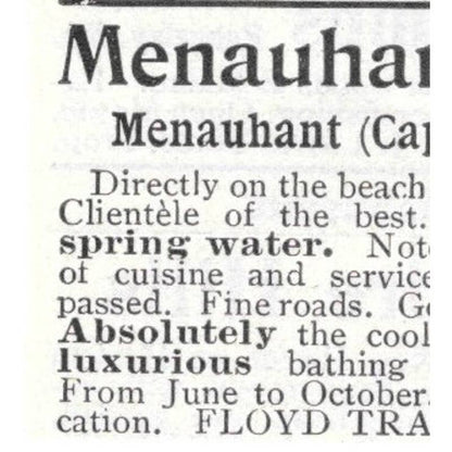 Menauhant Hotel Cape Cod Mass Floyd Travis - 1903 Original Ad TJ8-7-6